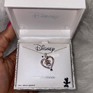 Disney Silver and Rose Gold  Minnie Heart Necklace